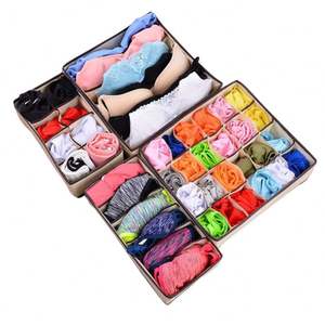 Lot de 4 organiseurs de tiroir pliables en tissu tressé pour sous-vêtements, boîtes de rangement pour soutiens-gorge et chaussettes - Product Image 6