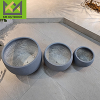 Jardinière en céramique créative moderne Grands pots ronds décoratifs en béton Jardinières pour balcon et cour Grands pots de fleurs au sol