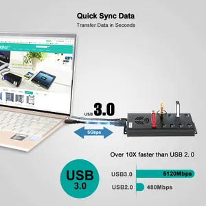 EU Certificate Stock Aluminum 10 Port Usb 3.0 Hub Original A423 Sipolar A-423