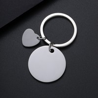 Ywyougang Personalisierter Runder Blanko-Schlüsselanhänger, Edelstahl-Schlüsselring mit Ausgehöhltem Herz-Charm Benutzerdefinierte Lasergravur Geschenk