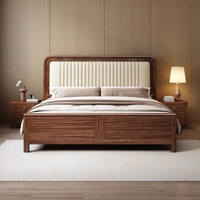 Nouveau lit plateforme de style canapé en bois massif de noyer de style chinois, avec rangement, taille Queen/King, écologique, assemblable, pour chambre principale