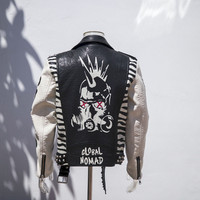 Veste en similicuir OEM pour homme, style High Street, avec imprimé léopard personnalisé, design Letterman, en cuir PU, style motard