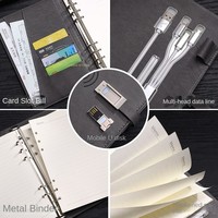 Nouveauté : Chargeur sans fil en cuir PU, batterie externe, carnet de notes, agenda avec lecteur de carte USB