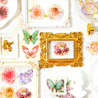 40 pièces Autocollants pour animaux de compagnie Parfum de fleur Weiyi Series Bronzing Flower Hand Account DIY Material Decoration Stickers 6 Models