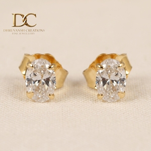 Pendientes de Oro Sólido de 14 Quilates de Lujo, Forma Ovalada, Corte Brillante, Diamante Cultivado en Laboratorio, Certificado IGI, Diseño Personalizado para Mujer, para Boda - Product Image 2