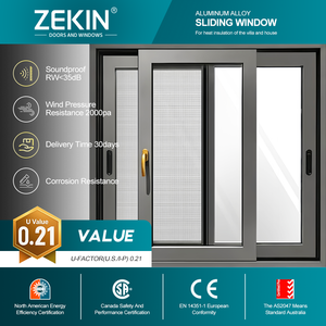 Fenêtre coulissante en aluminium à rupture de pont thermique de haute qualité avec double vitrage, résistance au vent, NFRC pour appartement - Product Image 1