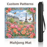 Tapis de jeu de mahjong de luxe personnalisé 33 pouces, cadeau de club boutique, tapis de table de mahjong en néoprène doux au toucher, motif floral de jardin d'été