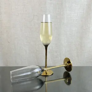 200 мл золотые гальванические стебель хрустальные бокалы для шампанского Свадебные флейты