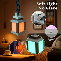 Lanterne LED portable style pixel pour PC, veilleuse 16 couleurs avec télécommande tactile, rechargeable, pour chambre à coucher et salle de jeux