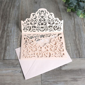 Carte d'invitation de <span class=keywords><strong>mariage</strong></span> <span class=keywords><strong>romantique</strong></span> imprimable, cartes découpe Laser de luxe, rose, 1 pièce - Product Image 1