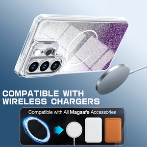 Étui magnétique dégradé pailleté avec béquille pour appareil photo pour Samsung Galaxy S26, coques de téléphone combinées TPU PC pour S26 Ultra - Product Image 3