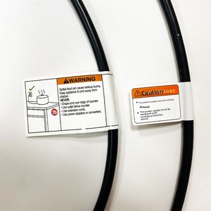 UL969 Certified PET Waterproof Warning <strong>Label</strong> for Hair Straightener <strong>Plug</strong> Power Cord - Product Image 3