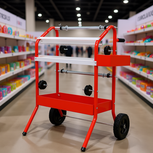 Máquina móvil de rollo múltiple de papel de enmascarar con bandejas de almacenamiento para artículos de fiesta, metal rojo, 18 pulgadas - Product Image 2