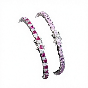 Bracelet tennis unisexe en argent sterling 925 plaqué rhodium avec moissanite taille cœur 3 mm – Bijoux de mode - Product Image 3