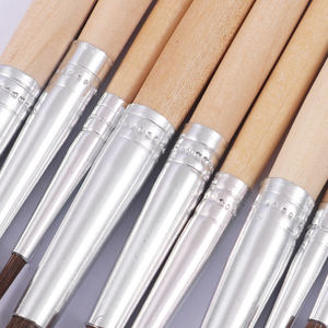 Foska Lot de 4 pinceaux professionnels en crin de cheval et long manche en bois à bouts ronds pour <span class=keywords><strong>gouache</strong></span> aquarelle à l'huile acrylique - Product Image 5