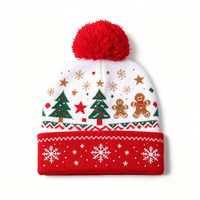 Bonnet de Noël en acrylique tricoté avec pompon, unisexe, motif jacquard, personnalisable avec logo et motif pour fêtes de fin d'année, OEM ODM