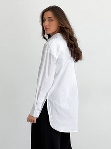 Simple Casual Long Sleeve Women Blouses and <strong>Shirts</strong> Button up Solid Color <strong>White</strong> <strong>Shirt</strong> Tops for Women - Product Image 3