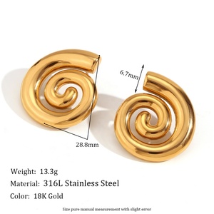 Factory <strong>Supply</strong> Hot Sale Hollow Spiral Conch Earrings <strong>Cheap</strong> Stainless Steel <strong>Jewelry</strong> Discount Stainless Steel <strong>Jewelry</strong> - Product Image 3