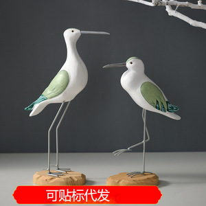 Figurines décoratives de style méditerranéen, mouettes et oiseaux marins, en bois fait main, pour la décoration de la chambre d'enfant et de la maison - Product Image 4
