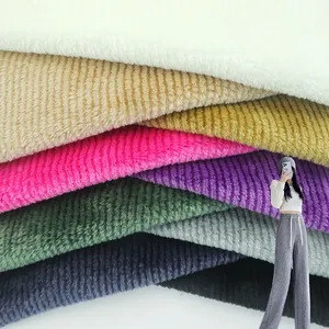 Proveedor de telas ecológicas, material 100 poliéster, franela a rayas, telas de lana Sherpa para ropa de invierno