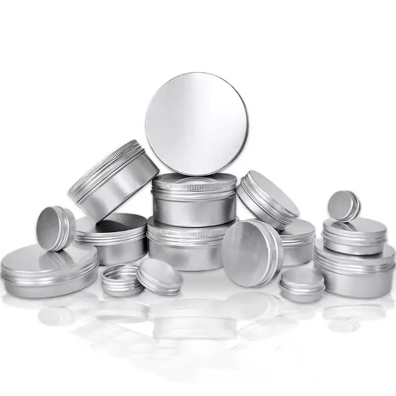 5ml 10ml 15ml 30ml 50ml 100ml 200ml 300ml 500ml 1000ml conteneurs cosmétiques ronds étain métal aluminium boîte de crème pot avec couvercle à vis