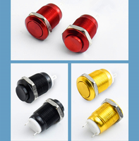 12 Mm rond étanche oxyde d'aluminium rouge jaune bleu vert noir coque métal bouton poussoir momentané