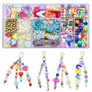 Kit de Cuentas Acrílicas para Hacer Llaveros y Pulseras, Cuentas de Varias Formas, Letras, Corazones, Estrellas, Suministros para Hacer Joyería Hecha a Mano - Product Image 1