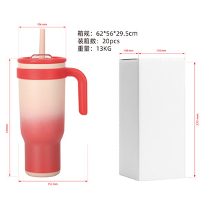 Stainless Steel Tumbler 40oz Color Blocking Insulated With Straw Outdoor Travel Water Bottle Large Capacity 1.2L - Product Image 2