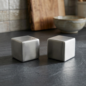 High Demand Eco-Friendly Stainless Steel Salt Pepper Shaker <b>Set</b> Unique <b>Dice</b> Shape Hand Wash Only Table Decoration Cooking - Product Image 2