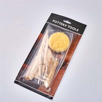 Ensemble d'outils de sculpture et de modelage en bois naturel à paillettes, 9 pièces, pour débutants en poterie et argile, fournitures artistiques