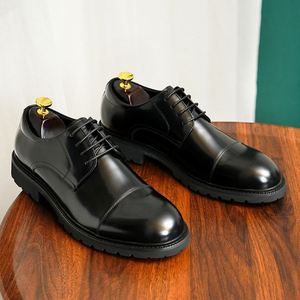 Nouvelles chaussures décontractées pour hommes, chaussures décontractées à semelle épaisse pour hommes, première couche de cuir de vachette, amortissantes, antidérapantes, respirantes - Product Image 1