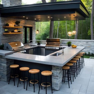 Уличные кухонные шкафы с грилем и раковиной - Модульный алюминиевый кухонный остров для патио и заднего двора - Переносная кухонная установка - Product Image 1