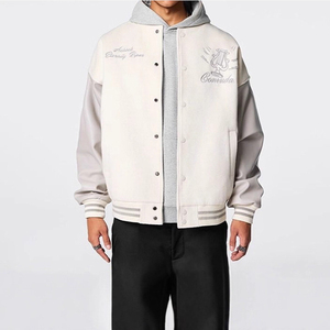 Customizable Heavy Embroidered Woolen Baseball <b>Jacket</b> Coat Men Spring Wear College Style Handsome Splicing <b>Pilot</b> <b>Jacket</b> - Product Image 5