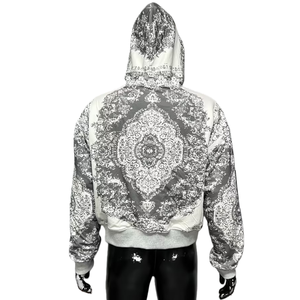 เสื้อฮู้ดดี้ผ้าฝ้ายเนื้อหนาคุณภาพสูง ปักลายแบบแอพพลิเค ลายพิมพ์ลายหินอ่อน ทรงโอเวอร์ไซส์ หลวมๆ มีซิป สำหรับผู้ชาย - Product Image 6