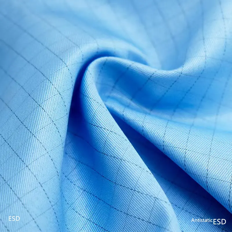 Livraison gratuite bleu Textile coton sergé antistatique Esd tissu couverture cuivre tissus conducteurs