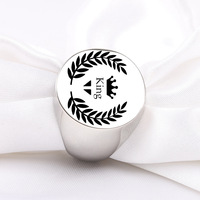 Laser Feuille Couronne Roi Anneau 22MM Acier Inoxydable Usine Bijoux De Mode Anneau Cercle Grande Largeur Anneaux pour Hommes