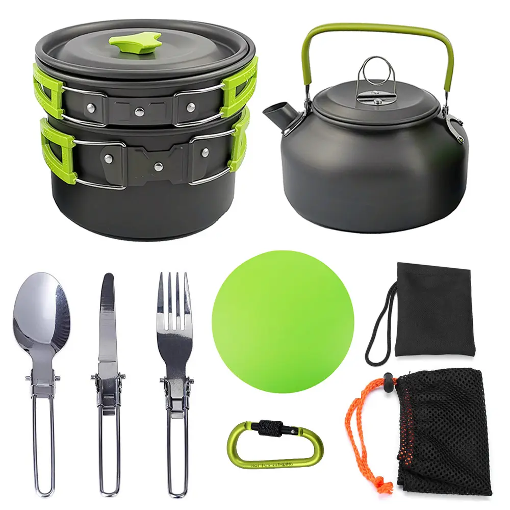 Hot Selling Camping Cookware Aluminium Alloy Folding Camping Cooking Set Camping Accessories