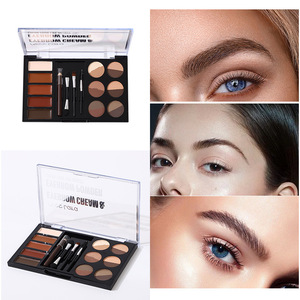 Professional Custom Logo Waterproof 6 Colors Eyebrow <strong>Stamp</strong> Powder Highlighter Wax <strong>Brow</strong> 10pcs Stencil Makeup <strong>Kit</strong> - Product Image 3
