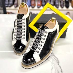 Chaussures en cuir-Chaussures pour hommes-Fashion party-Chaussures en cuir de couleur noir et blanc-Style décontracté-Bout pointu - Product Image 4