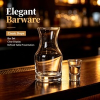 Botol Kaca Bening untuk Minuman Keras, Decanter Mini untuk Anggur, Wiski, Brandy, Peralatan Penyajian Minuman Keras Rumah Tangga, Pitcher dengan Logo Terukir Laser