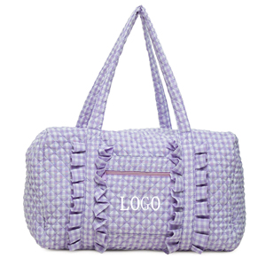 Sac de voyage personnalisé pour femmes, <span class=keywords><strong>week</strong></span>-<span class=keywords><strong>end</strong></span>, <span class=keywords><strong>en</strong></span> coton matelassé, grand sac de sport avec volants - Product Image 1