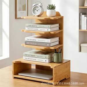 Bamboo Multi Tier <b>Desktop</b> Organizer 4 <b>Shelf</b> Storage Rack For Kitchen Countertop Display Cabinet With Large Capacity - Product Image 4