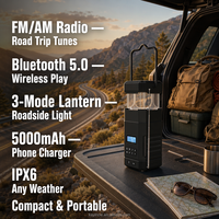 Radio meteorológica doméstica impermeable DF-585 NOAA con altavoz inalámbrico, carga solar, manivela, linterna de camping y dispositivo de emergencia SOS