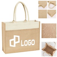 Sac fourre-tout en jute style bohème chic, vente chaude, motif personnalisé, sac en toile de jute laminée imperméable pour femmes, idéal pour la plage et les voyages