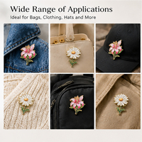 Bros Pin Bunga Enamel Custom Desain Lily Daisy, Aksesoris Dekoratif Berbahan Logam Zinc Alloy untuk Kerah, Tas, dan Topi
