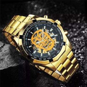 <span class=keywords><strong>Reloj</strong></span> Automático Oficial WINNER GOLD <span class=keywords><strong>para</strong></span> Hombre, Correa de Acero, Esqueleto Mecánico, Diseño de Calavera, Marca de Lujo, Dropshipping, Venta al por Mayor - Product Image 2