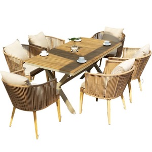 Ensemble <span class=keywords><strong>de</strong></span> meubles <span class=keywords><strong>de</strong></span> <span class=keywords><strong>salon</strong></span> d'extérieur <span class=keywords><strong>en</strong></span> bambou, style moderne minimaliste et luxueux, six pièces, table et chaises pour patios, hôtels, jardins - Product Image 5