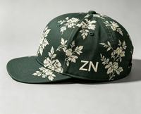 Casquette Snapback OEM 6 panneaux avec imprimé floral intégral, logo brodé 3D en relief personnalisé, usine BSCI pour les grossistes, faible MOQ, prix compétitif