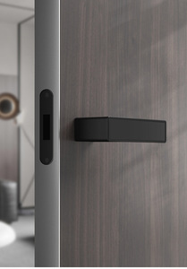 Promotion des ventes Poignée de porte à tige carrée en alliage de zinc noir Design en bois pour cuisine chambre à coucher utilisation extérieure hôtel - Product Image 4