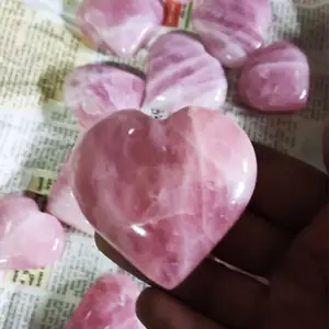 Rose Quart Big Size Pocket Puffy Heart Wholesale Natural Healing Stone for Meditation & Positive Energy Gemstone Reiki Healing